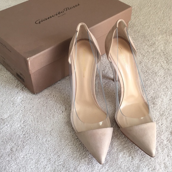 Gianvito Rossi plexi pink oil suede pumps 38.5 - Picture 1 of 6